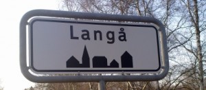 Foto af Langå byskilt